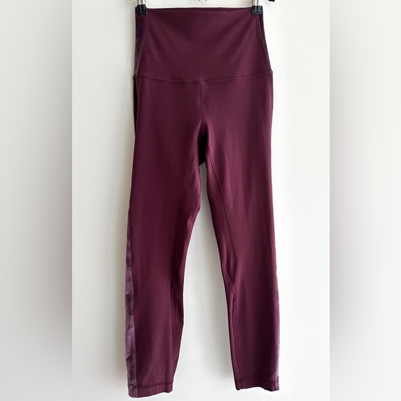 Lululemon Align Super High Rise Velvet Stripe Leggings, Garnet Red, Women's 4 - Picture 4 of 16